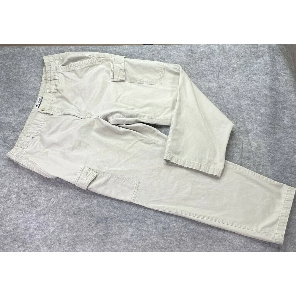 Columbia Cargo Pants Men 40 x 32 Beige Straight Leg Cotton Mid Rise Flat Front